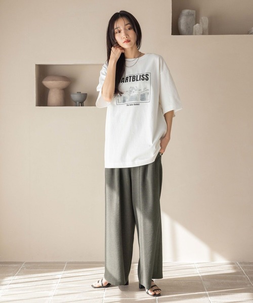 「LOWRYS FARM」 イージーパンツ MEDIUM チャコールグレー レディース_画像3