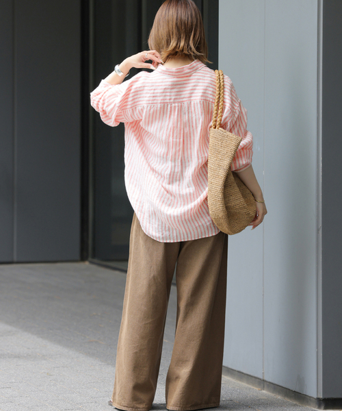 ブラウス シャツ No.66フレンチリネンビッグスキッパー レディースの画像