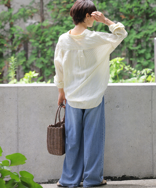 ブラウス シャツ No.66フレンチリネンビッグスキッパー レディースの画像
