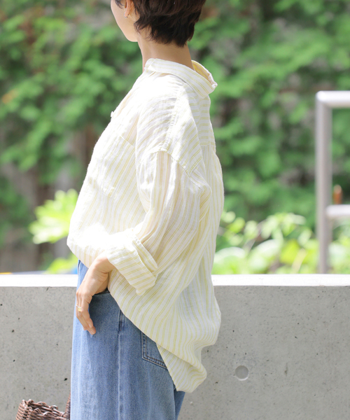 ブラウス シャツ No.66フレンチリネンビッグスキッパー レディースの画像