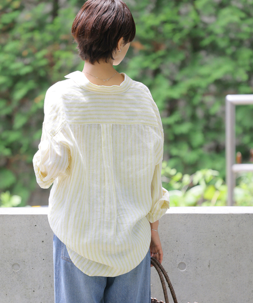 ブラウス シャツ No.66フレンチリネンビッグスキッパー レディースの画像
