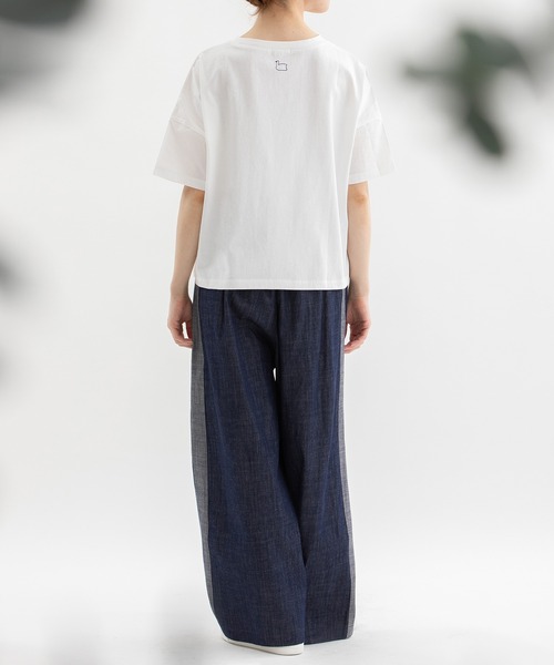 ꕤ新品タグ付ꕤnop de nod 今季　/リネンコットンmisc布帛Tシャツ nop de nod（ノップドゥノッド） tシャツ 半袖 misc布帛Tシャツ
