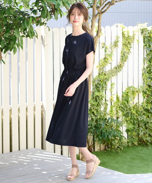 「ANY SIS」 半袖ワンピース 2 グレー レディース_画像2