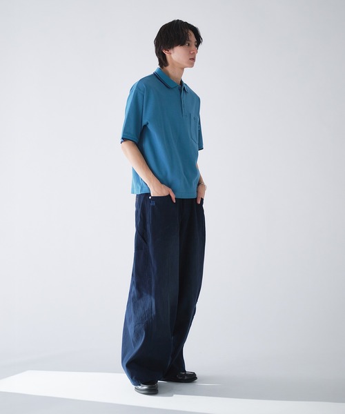 「Adoon plain」 半袖ポロシャツ LARGE ブラック メンズ_画像4