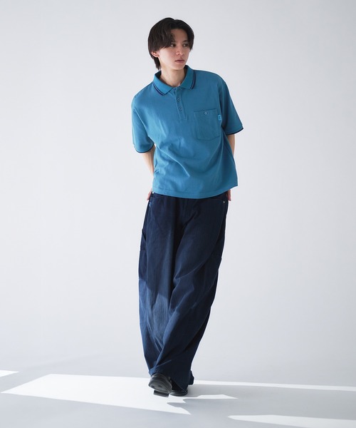 「Adoon plain」 半袖ポロシャツ LARGE ブラック メンズ_画像7