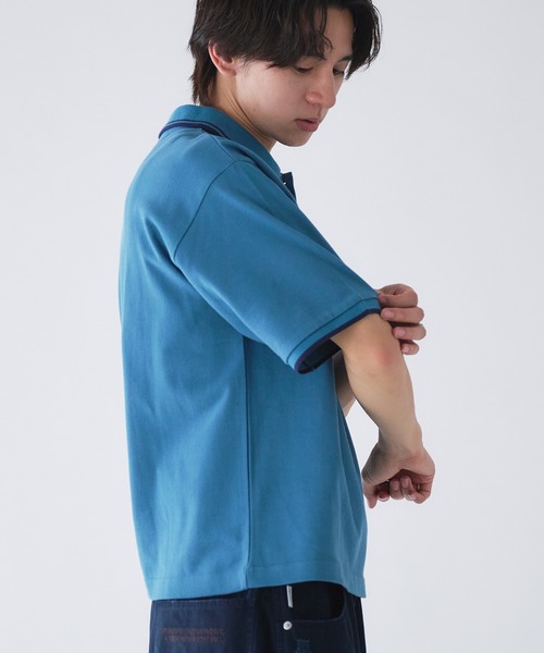 「Adoon plain」 半袖ポロシャツ LARGE ブラック メンズ_画像9