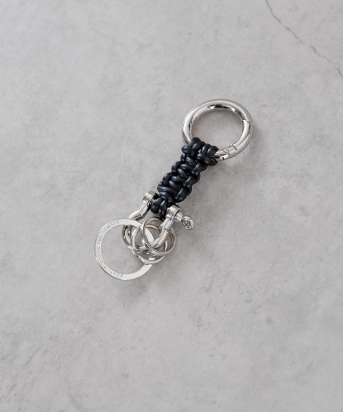 SENTI（センティ） キーホルダー BRAIDING LEATHER W RING KEYCHAIN