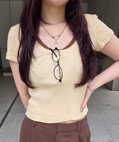 Tシャツ(半袖/袖なし) Ameri VINTAGE - AMERIvintage MEDI ENROULER ROPE TOP Ameri（アメリ） tシャツ 半袖 MEDI FRUIT DYED CUT TOP レディース
