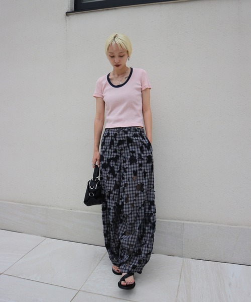 Ameri（アメリ） tシャツ 半袖 MEDI FRUIT DYED CUT TOP レディース