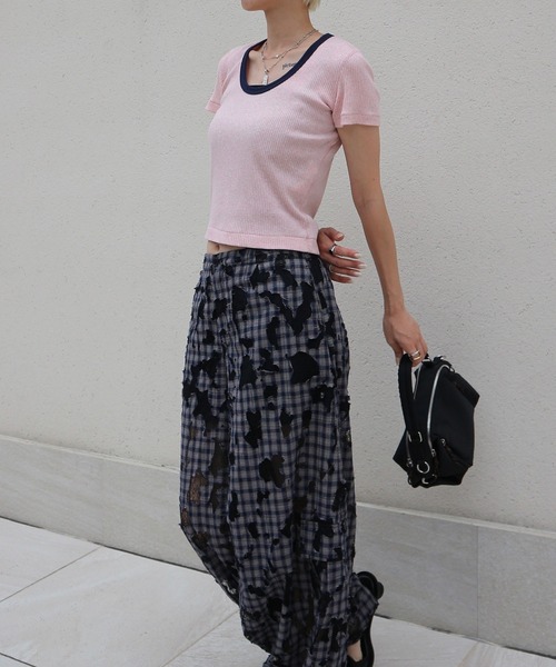 Ameri（アメリ） tシャツ 半袖 MEDI FRUIT DYED CUT TOP レディース