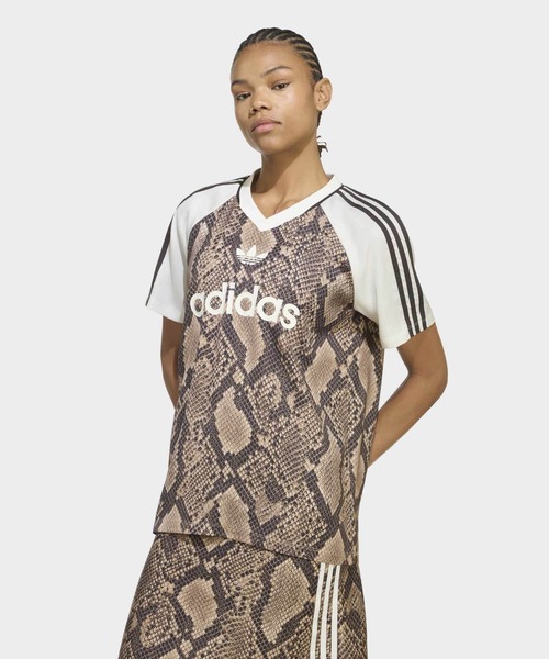 新品Ｓ】アディダス スネーク プリント サテン ジャージ 半袖Tシャツ adidas（アディダス） adidas tシャツ 半袖 スネークプリント サテン