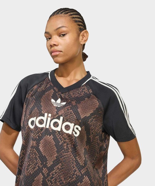 新品Ｓ】アディダス スネーク プリント サテン ジャージ 半袖Tシャツ adidas（アディダス） adidas tシャツ 半袖 スネークプリント サテン