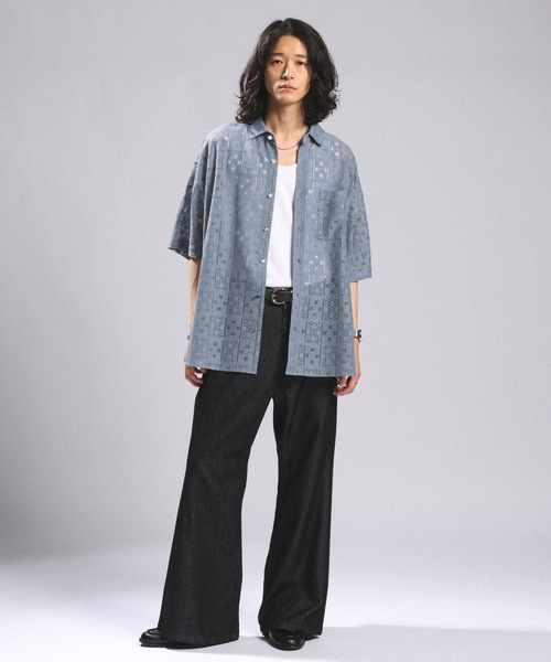 RAGEBLUE（レイジブルー） シャツ 半袖 DESIGN LACE KNITTING SHIRTS