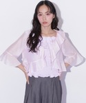 ブラウス シャツ 夏 半袖 シアーブラウスアン...の詳細画像1