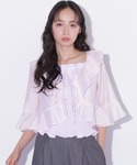 ブラウス シャツ 夏 半袖 シアーブラウスアン...の詳細画像4
