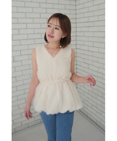 ORGUE（オルグ） ブラウス シャツ Fringe jacquard blouse/フリンジ