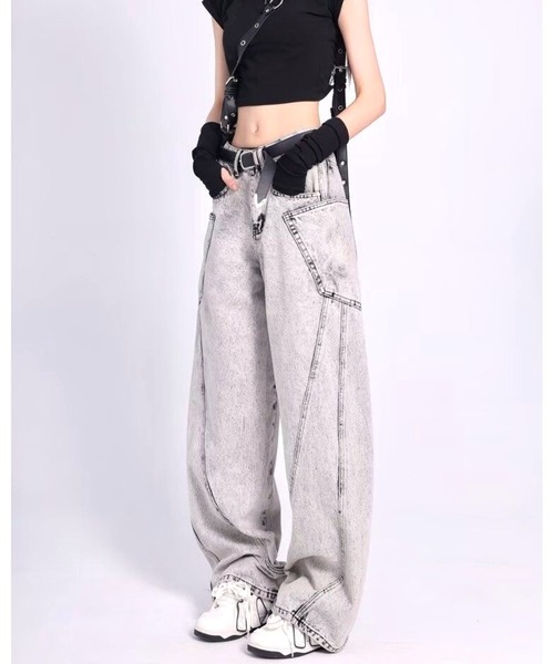 「inst.ALL」 デニムパンツ L グレー レディース_画像3