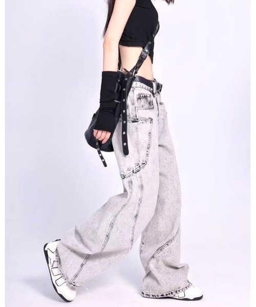 「inst.ALL」 デニムパンツ L グレー レディース_画像4