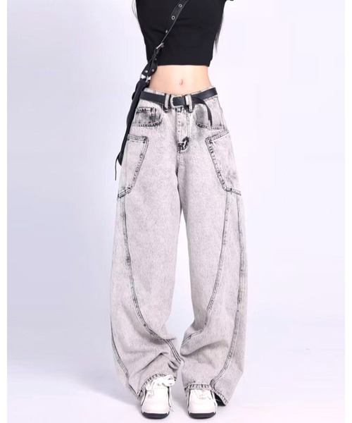 「inst.ALL」 デニムパンツ L グレー レディース_画像5