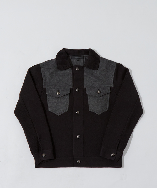 DESIGNWORKS ジャケット ブルゾン デニムコンビ ニット : ZOZOTOWN 