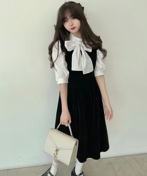 ワンピース ジャンパースカート ファッションインフルエンサーpoyo Titty Co Petit ショルダーフリルベロアジャンスカ Zozotown Paypayモール店 通販 Paypayモール