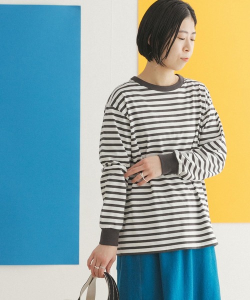 tシャツ Tシャツ FORK&SPOON ボーダーロングスリーブTシャツ
