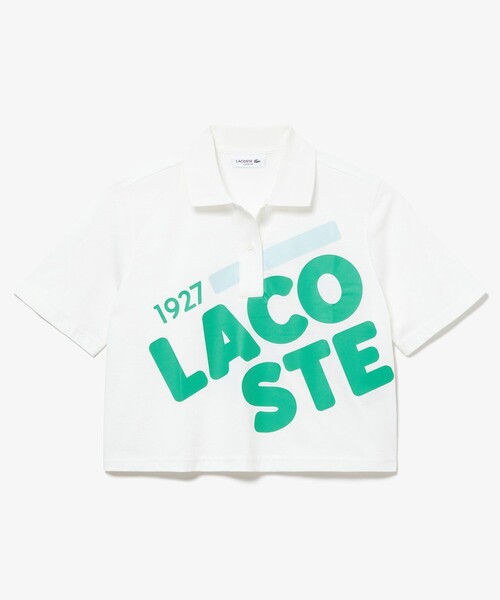 ポロシャツ ポロ ワイド＆クロップドプリントポロシャツ レディース LACOSTE ポロシャツ ポロ ワイド＆クロップドプリントポロシャツ