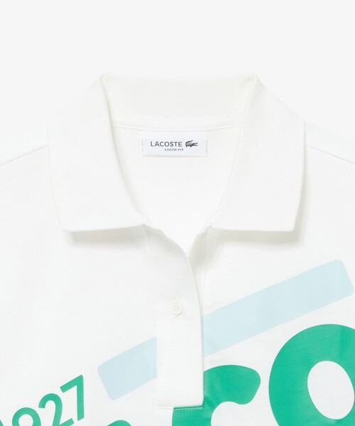 LACOSTE ポロシャツ ポロ ワイド＆クロップドプリントポロシャツ