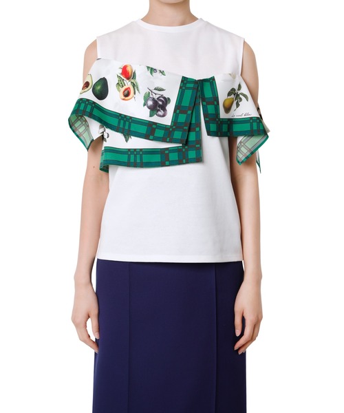 tシャツ Tシャツ パネルスカーフトップス / Paneled Scarf Tops
