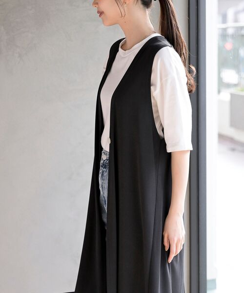 美品✨自由区× ファリエロサルティ 46 大きいサイズ ロング ジレ ベスト 黒 楽天市場】大きいサイズ レディース コート ジャケット ベスト