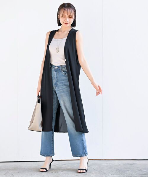r・p・s ベスト ジレ BACKスリットロングジレ レディース