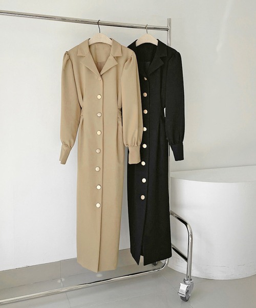 Jewelobe（ジュエローブ） ワンピース ノッチドラペルウエストリボン