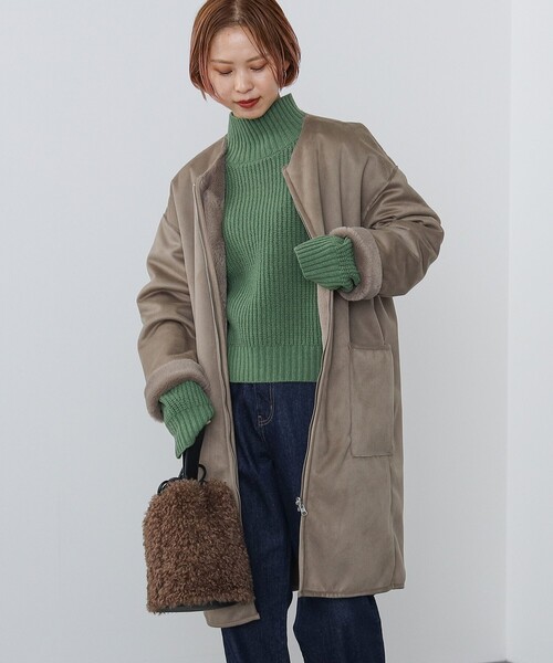 BEAMS HEART ムートンコート ボアコート / リバーシブル フェイク 