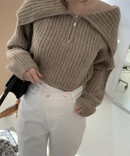 tibi カシミヤ　ジップアップ　ニット　セーター Deuxieme Classe ニット セーター *「Tibi/ティビ」RIBBED ZIPUP