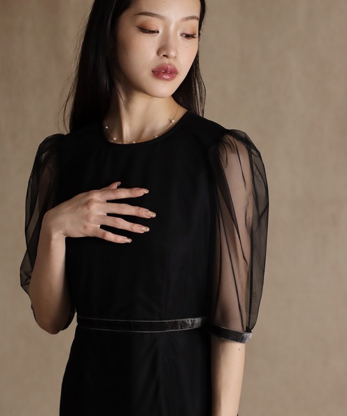 J by blue ドレス KYOTOフロッキーフラワータイトドレス