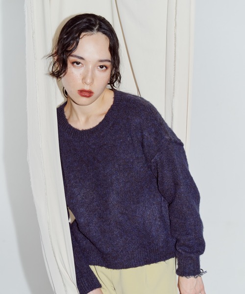今季　モヘア　クルーネックニット LIENCOEUR ニット セーター モヘアクルーネックトップス レディース
