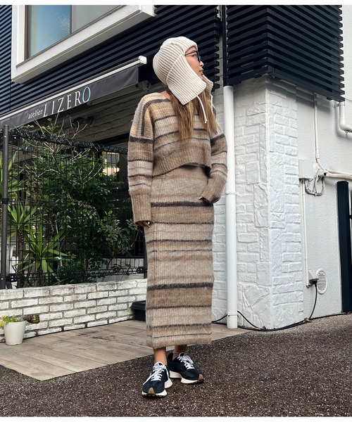 【PING APPAREL】ボーダーリブニットセットアップニット〈NATIVE〉 PING APPAREL】ボーダーリブニットセットアップニット〈NATIVE〉 PING