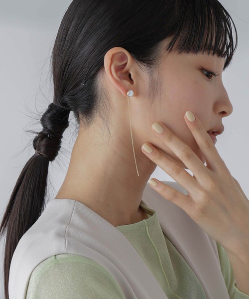 ピアス ストーンチェーンピアス レディースの画像