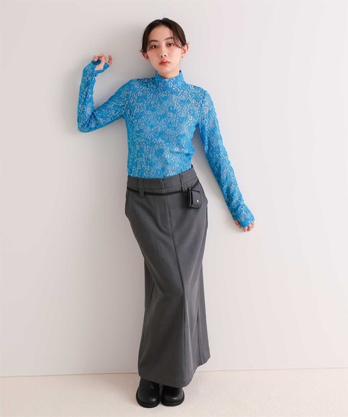miette（ミエット） tシャツ スパンコールレースハイネックトップス
