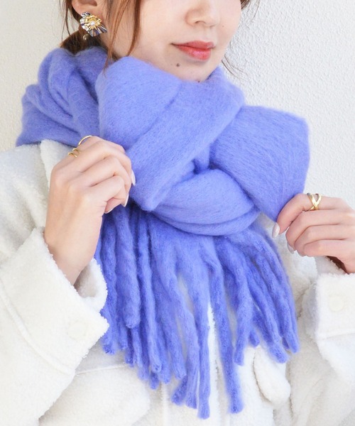 カシミヤ100% ライトブルー ストール フリンジ付き 美品 ふわふわ あたたか styiro マフラー ストール 「15色展開」もっちりふっくら
