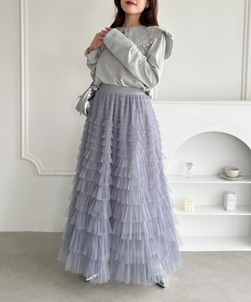 【関税込み】Louisa Ballou ミディアムスカート Loueme スカート ボリュームチュールティアードスカート