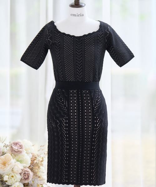 ワンピース Bicolor crochet knit one-piece レディース : 81479697 