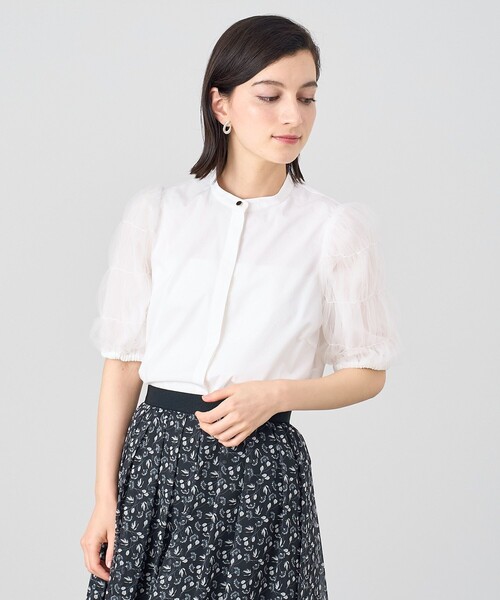 【極美品】 ANAYI アナイ タイプライターフレア袖ブラウス 白 M 38 タイプライターギャザースリーブ ブラウス | ANAYI/アナイ