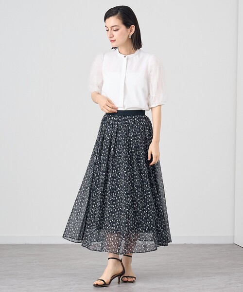 ANAYI ブラウス シャツ タイプライターチュールスリーブ