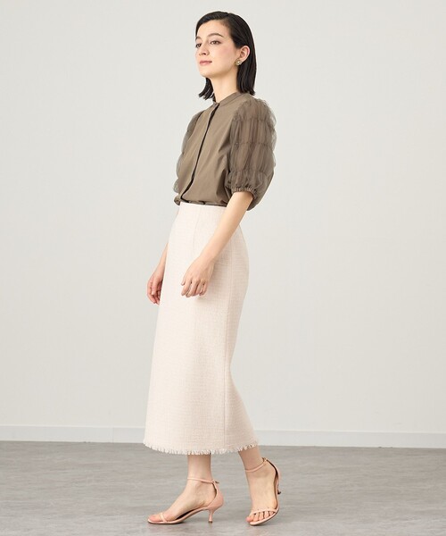 【極美品】 ANAYI アナイ タイプライターフレア袖ブラウス 白 M 38 タイプライターチュールスリーブ ブラウス|ANAYI OFFICIAL