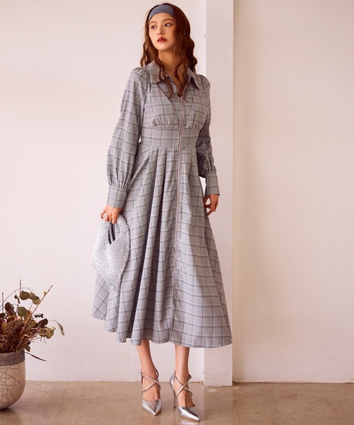 ROYAL PARTY シャツワンピース コルセット風フロントZIPシャツ