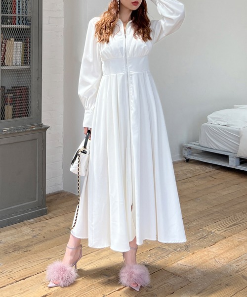 ROYAL PARTY シャツワンピース コルセット風フロントZIPシャツ