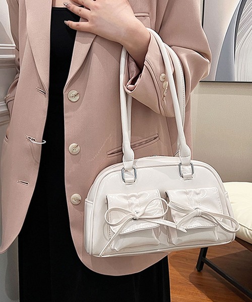 韓国デザイン レザーショルダーハンドバッグ ボストンバッグ BAG florist ボストンバッグ 「韓国ファッション」ヴィーガンレザー