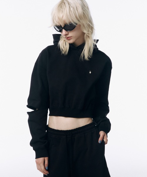 josemoonスリットショートフーディー JOSE MOON パーカー SLIT SHORT HOODIE/スリットショート