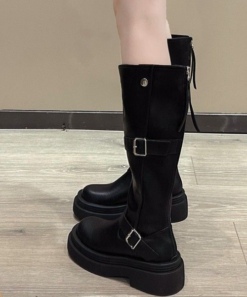 A&P バックルロングブーツ　Lサイズ Shoes in Closet（シューズインクローゼット）の「厚底 装飾